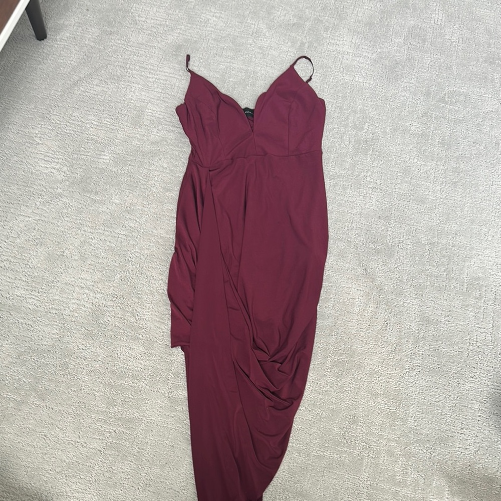 Red Sleeveless Asymmetrical Cocktail Gown